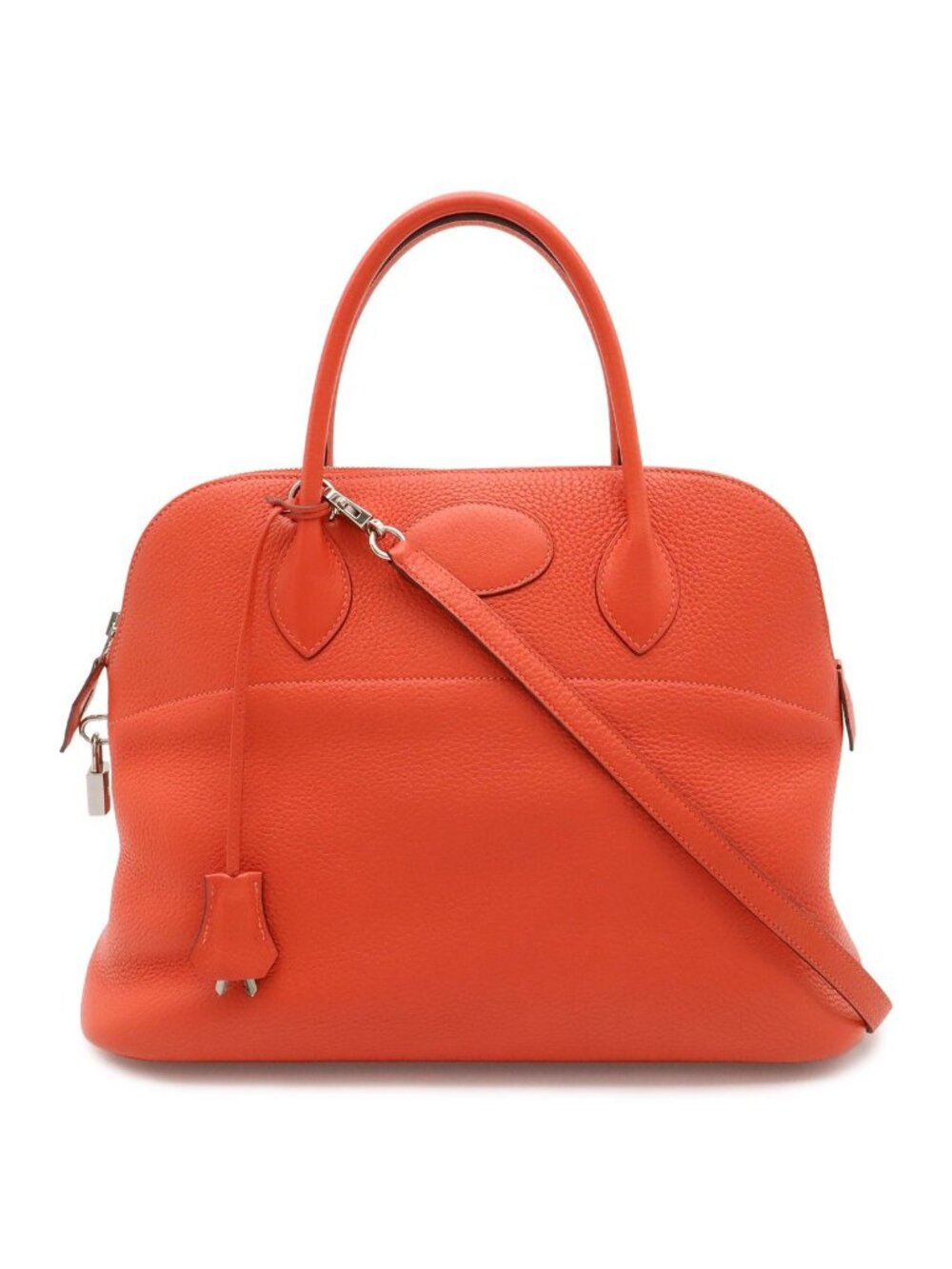 Hermes Bolide 35 2-Way Shoulder Bag Taurillon Clemence Rose Jaipur Red Silver